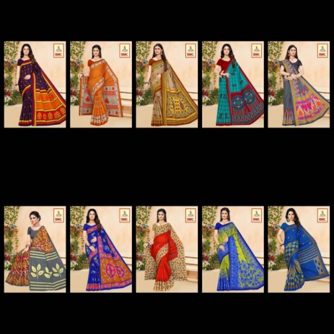 Smc Priyalaxmi Fancy Regular Wear Cotton Printed Designer Saree Collection